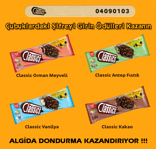 Algida Classic Dondurma Hediye Çekilişi
